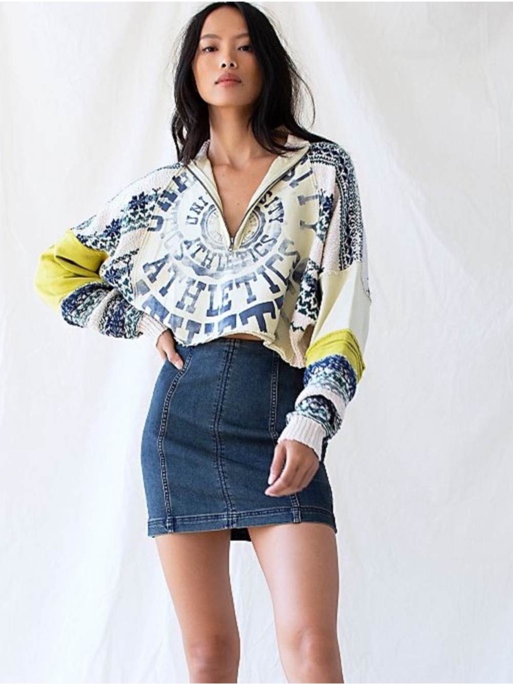 Free People Modern Femme Stretch Denim Mini Jean Skirt